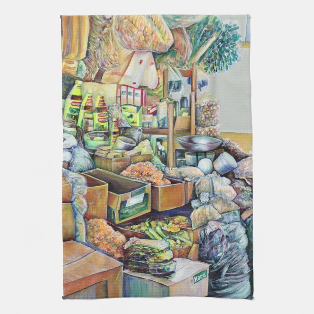 Charming Promises of the Fine Tekka Centre, Singap Tea Towel (Vertical)