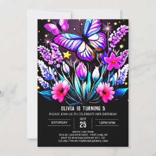 Charming Purple Editable Butterfly Birthday Invitation