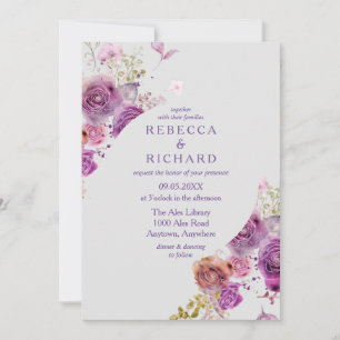 Charming Purple Floral Elegance Wedding Invitation