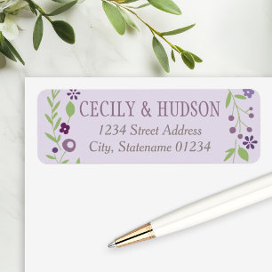 Charming Purple Floral Wedding Return Address