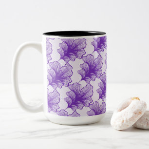 Charming Purple Petals Two-Tone Coffee Mug