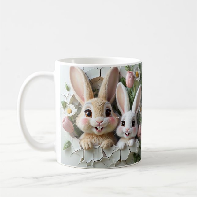 Charming Rabbits, happy mother's day celebration Coffee Mug (Left)