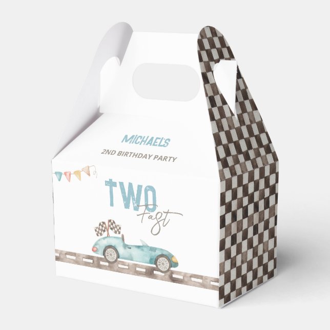 Charming Race Car Birthday Favour Box (Front Side)