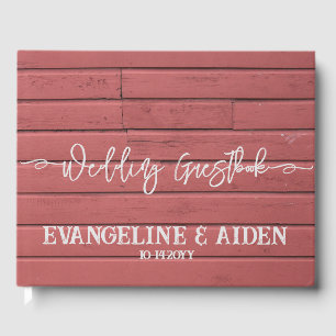 Charming Red Barn Wood Wedding Guest Book