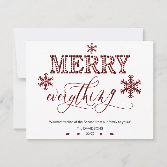 Charming Red Buffalo Holiday MERRY Everything (Front)