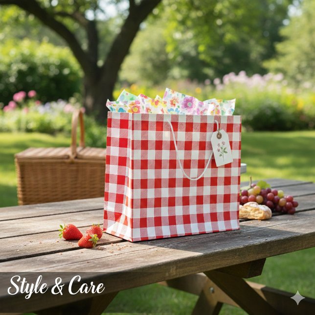 Charming Red Gingham Check Pattern Decorative Large Gift Bag (Charming Red Gingham Check Pattern Decorative Large Gift Bag)