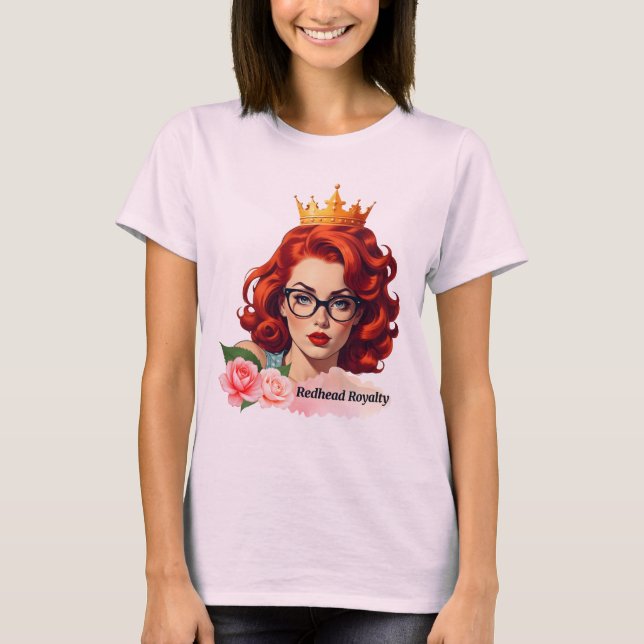 Charming red-haired woman with a crown on her head T-Shirt (Front)
