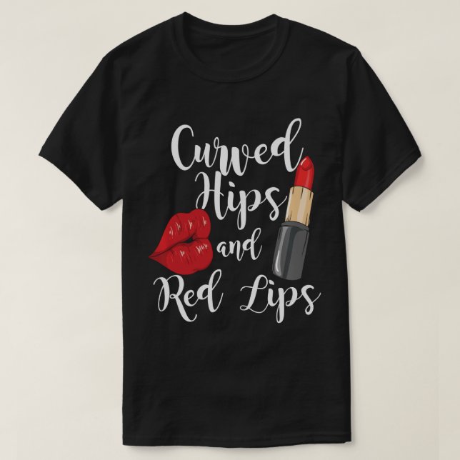 Charming red lips lipstick - curved hips and red l T-Shirt (Design Front)