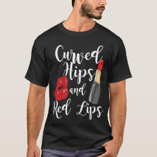 Charming red lips lipstick - curved hips and red l T-Shirt