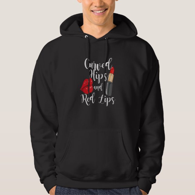 Charming Red Lips Lipstick Curved Hips And Red Lip Hoodie (Front)
