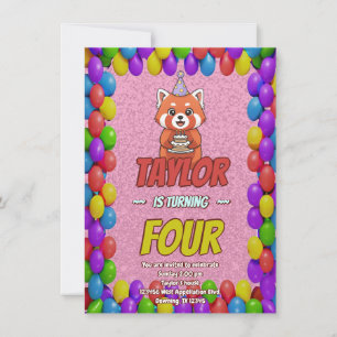 Charming Red Panda Baby Shower Invite