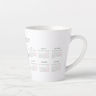 Charming Red Reindeer 2025 Custom Calendar  Latte Mug