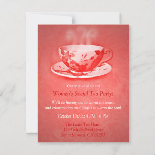 Charming Red Tea Party Invitation