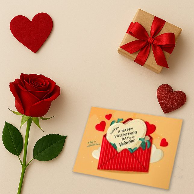 Charming Red White Vintage Envelope Valentine Holiday Card (Creator Uploaded)