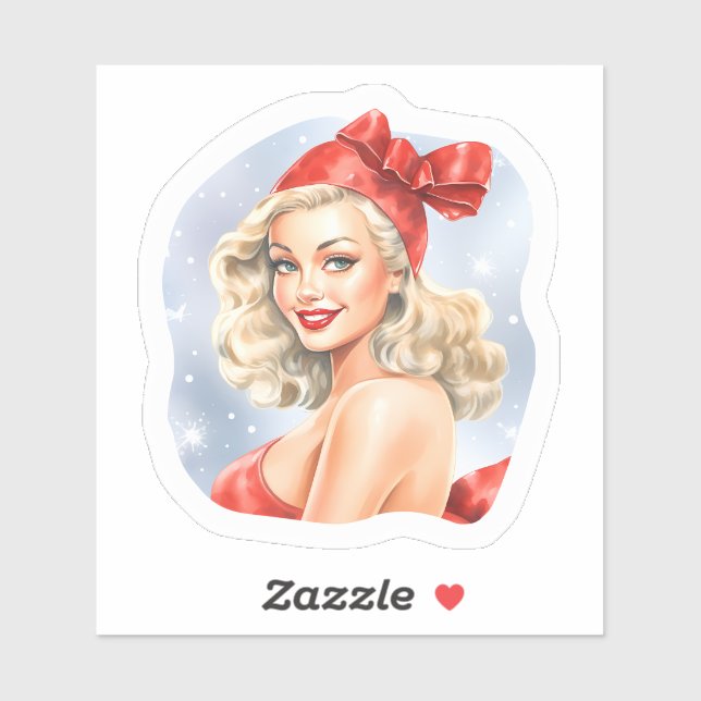 Charming Retro Holiday Sticker With Festive Cheer (Sheet)