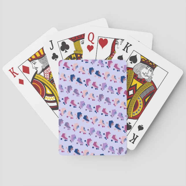 Charming Retro Rollerskates Purple Blue Playing Cards (Back)