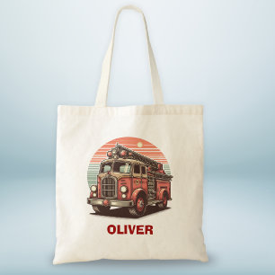 Charming Retro Vintage Fire Truck at Sunset Tote Bag