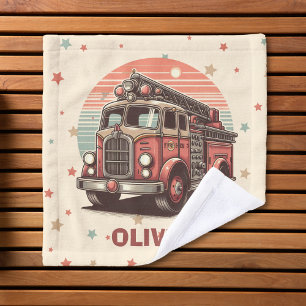 Charming Retro Vintage Fire Truck at Sunset Wash Cloth