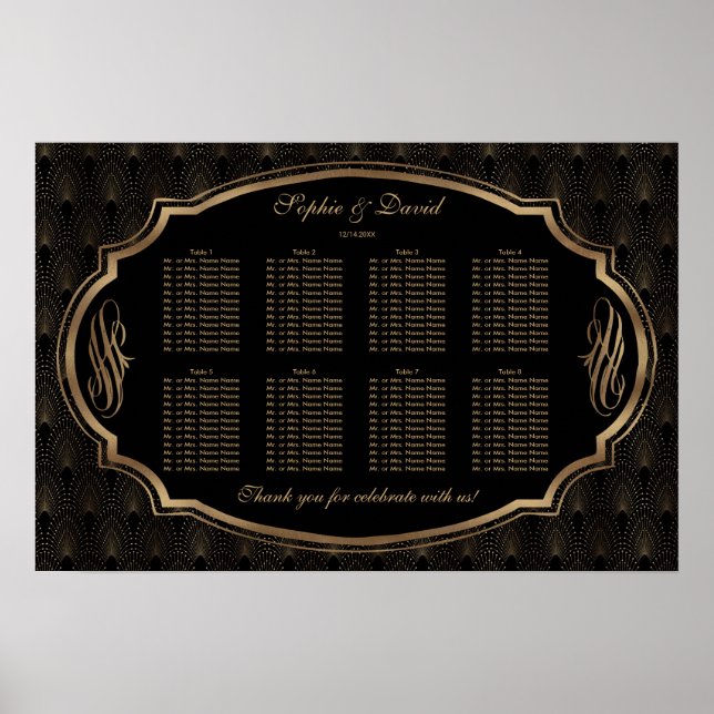 Charming Roaring 20s Great Gatsby Seating Chart (Front)
