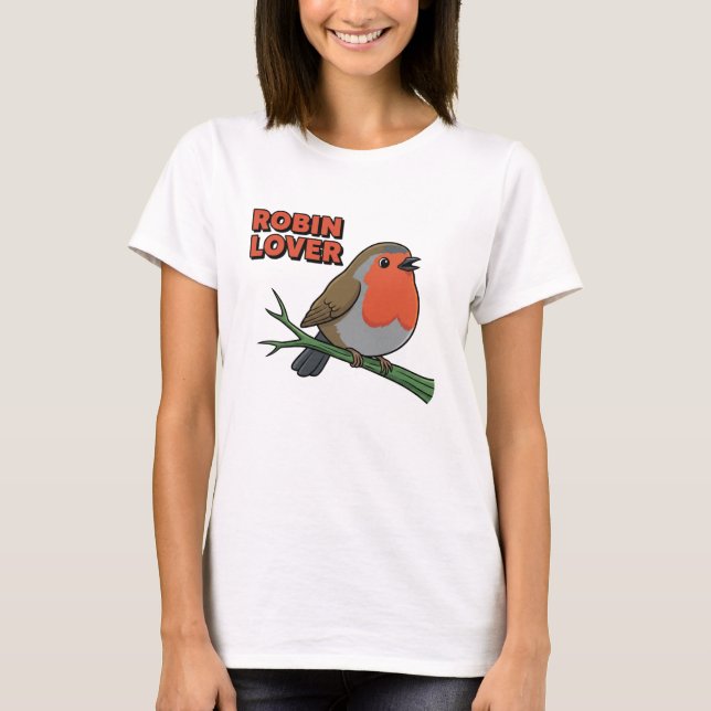 Charming Robin Lover Vector Art Design T-Shirt (Front)