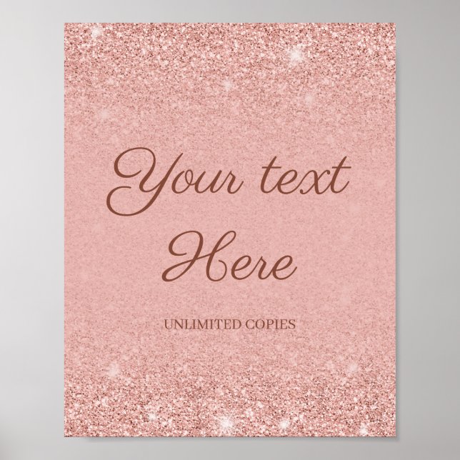 Charming rose gold glitter wedding custom sign (Front)