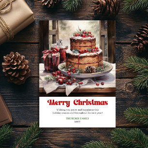 Charming rustic Christmas scene bold typographic Holiday Card