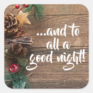 Charming Rustic Country Pine Cones Christmas Square Sticker