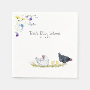 Charming Rustic Farmhouse Chickens & Floral Napkin