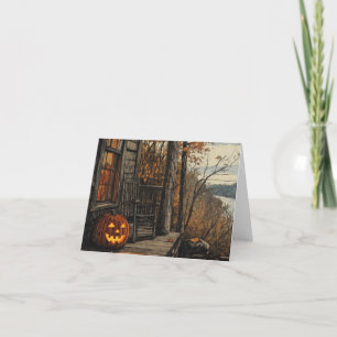 Charming Rustic Halloween Farmhouse Holiday Card