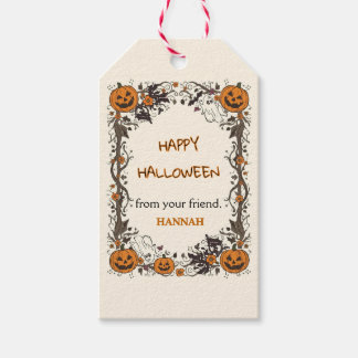 Charming Rustic Halloween with Pumpkins and Ghost Gift Tags