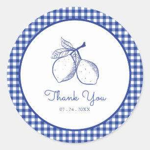 Charming Rustic Lemon Line Art Thank You  Classic Round Sticker