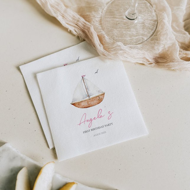 Charming Rustic Sailboat Birthday  Napkin (Creator Uploaded)