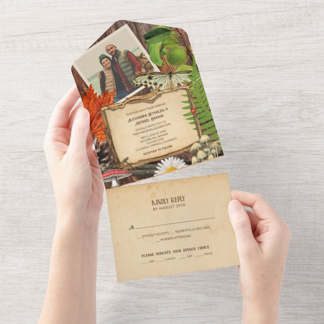 Charming Rustic Woodland Nature Inspired All In One Invitation (Tearaway)