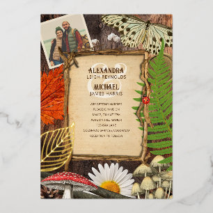 Charming Rustic Woodland Nature Inspired Foil Invi