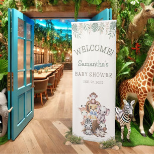 Charming Safari Jungle Boy Baby Shower Welcome Retractable Banner