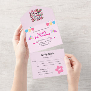 Charming Sakura Bunny All In One Invitation