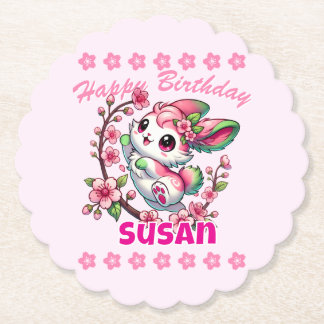 Charming Sakura Bunny Paper Coaster