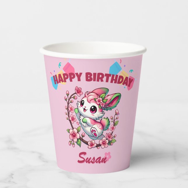 Charming Sakura Bunny Paper Cups (Front)