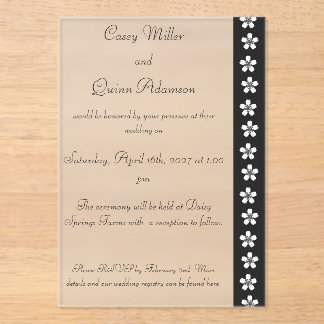 Charming Sakura in Black Acrylic Wedding Invitations