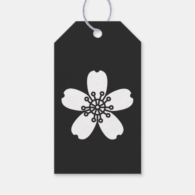Charming Sakura in Black Gift Tag (Front)