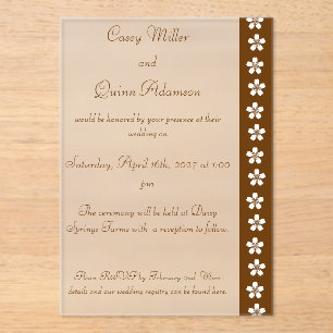 Charming Sakura in Chocolate Acrylic Wedding Invitations