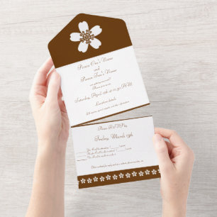 Charming Sakura in Chocolate All In One Invitation