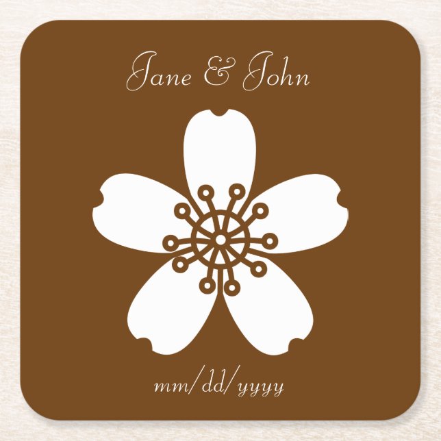 Charming Sakura in Chocolate Paper Coaster (Front)