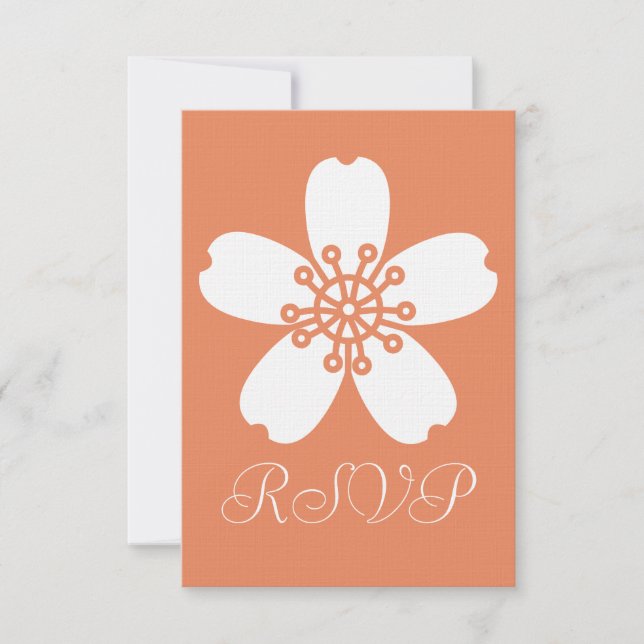 Charming Sakura in Coral RSVP Card (Front)