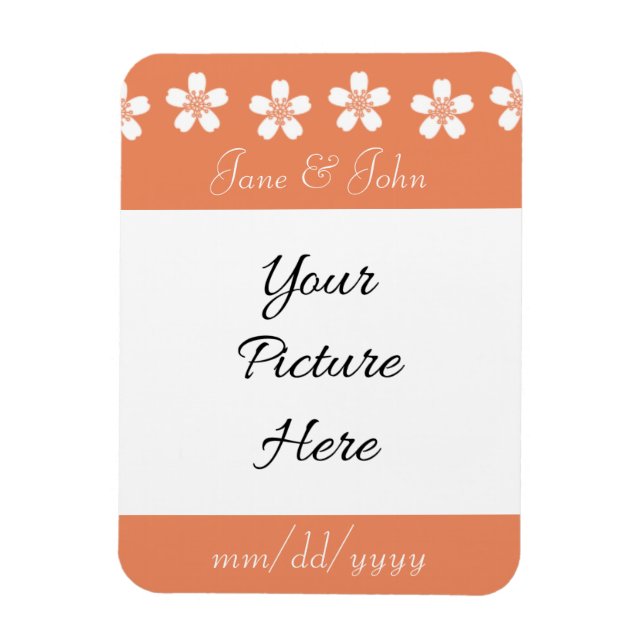 Charming Sakura in Coral Save-the-Date Magnet (Vertical)