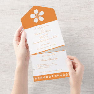 Charming Sakura in Orange All In One Invitation