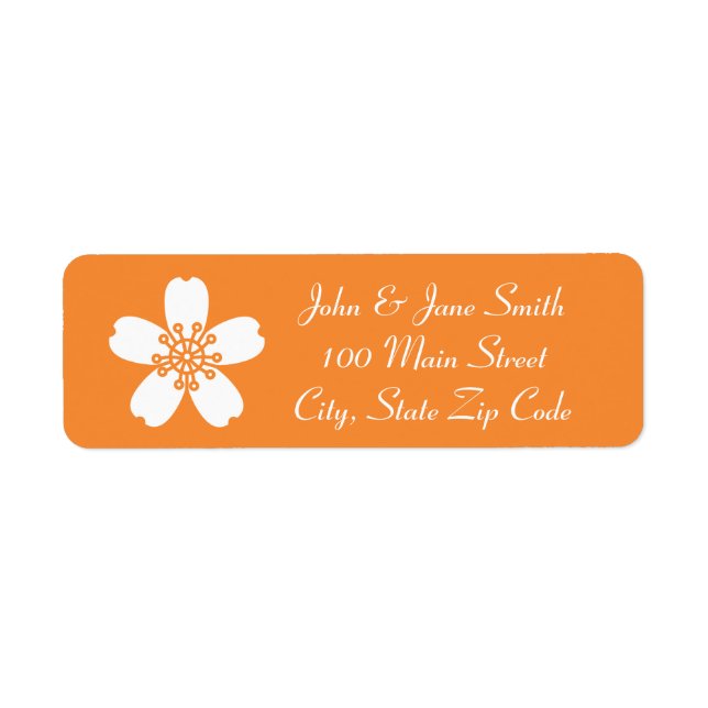 Charming Sakura in Orange Return Address Label (Front)
