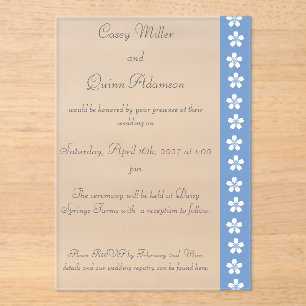Charming Sakura in Periwinkle Acrylic Wedding  Invitations