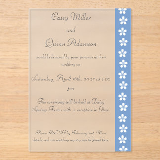 Charming Sakura in Periwinkle Acrylic Wedding Invitations