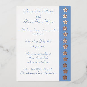 Charming Sakura in Periwinkle Foil Invitation